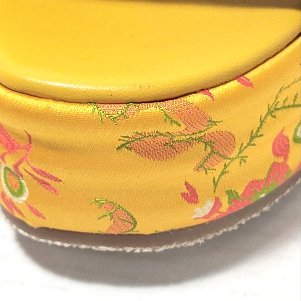 NWOT FREE PEOPLE Harbor Yellow Brocade Flatform Mules - Picture 6 of 11